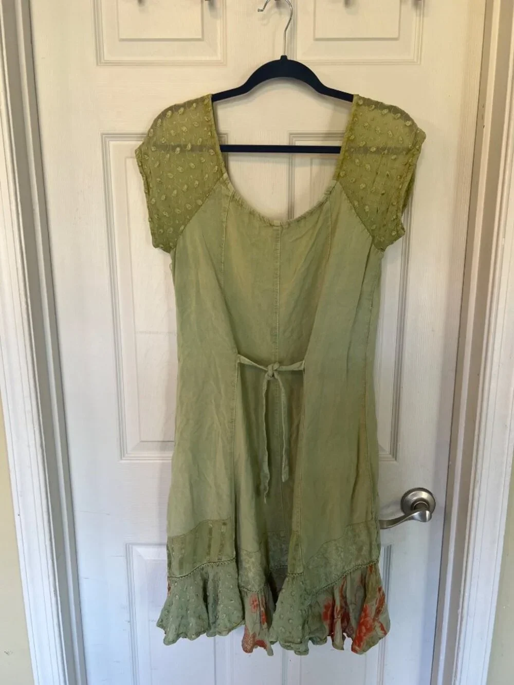 Sacred Threads Green Cap Sleeve Bohemian Mini Dress One Size Fairy Whimsy  Hippi - Picture 6 of 12
